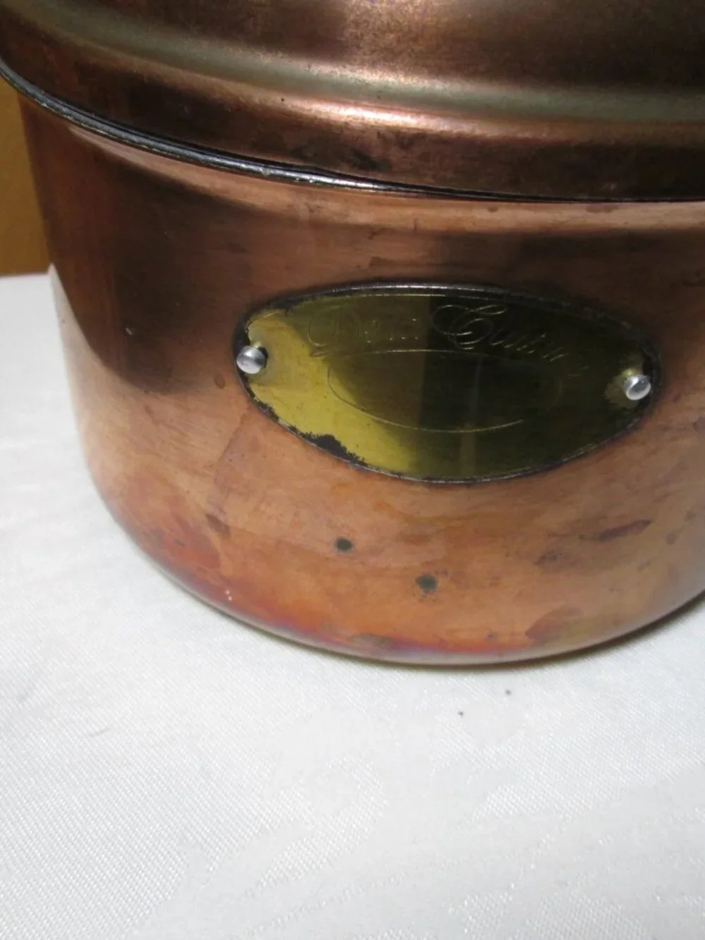 Vtg copper md/ France 4 pc Pots pans De-la Cuisine Dutch oven lid 2 qt pan n lid
